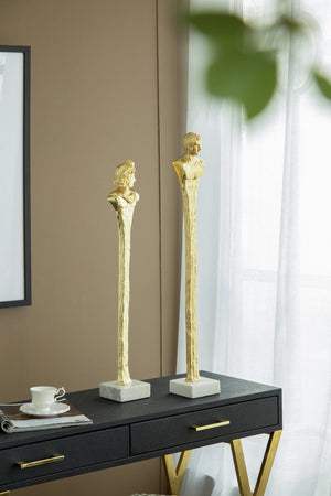 English Elm 5.5X5.5X32" Elegant Gold Roman Statue On White Marble Base - Timeless Decor For Modern Spaces W2078P172357