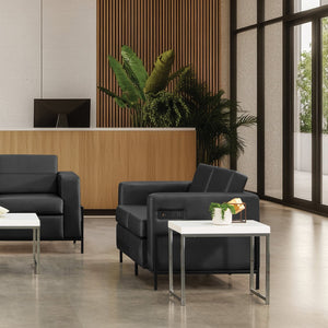 OSP Home Furnishings Arctic Two Seat Faux Leather Reception Lounge Chair with Usb Charging Modern Frame Loveseat ARCT52-U65