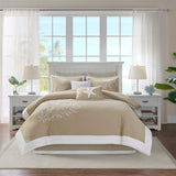 Harbor House Coastline Coastal 6 Piece Oversized Cotton Jacquard Comforter Set HH10-1547 Khaki