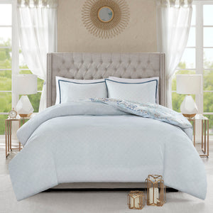 JLA Home Madison Park - 3 Cotton Floral Reversible Duvet Cover Set — Shabby-Chic Watercolor Botanicals, OEKO-TEX Certified, Breathable Comfort 90 L x 90 W x 0.13H MP12-5806