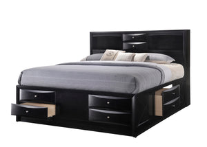 English Elm 1Pc Contemporary King Captain'S Platform Bed With Storage - Stylish Solid Wood Design In Black Finish B011S01469