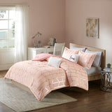 Intelligent Design Raina Modern/Contemporary Metallic Printed Comforter Set ID10-1247 Blush/Gold