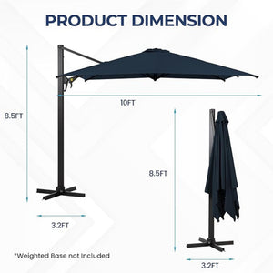 English Elm 10 Ft Square Cantilever Patio Umbrella Upf 50 Plus Polyester Canopy 360 Rotation B082P454954
