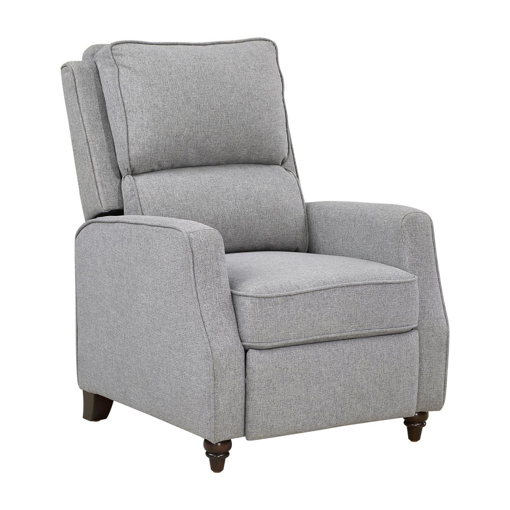 English Elm Gray Push-Back Reclining Chair with Textured Fabric, Transitional Comfort, Turned Wood Legs, 29.5x37x42" B011P395862