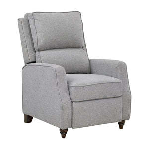 English Elm Gray Push-Back Reclining Chair with Textured Fabric, Transitional Comfort, Turned Wood Legs, 29.5x37x42" B011P395862