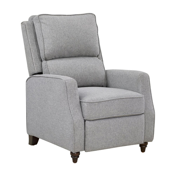 English Elm Gray Push-Back Reclining Chair with Textured Fabric, Transitional Comfort, Turned Wood Legs, 29.5x37x42" B011P395862