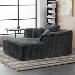 English Elm 60 Inch Oversized Corduroy Cloud Chaise Frameless Deep Seat Lounge for Living Room Antique Dark Grey W1919P499884