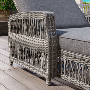 English Elm Go Outdoor Wicker Chaise Lounge Recliner with Ergonomic Armrests and Thick Cushion for Patio Grey N704P248780E