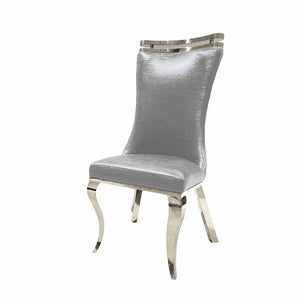 English Elm Glam Upholstered Tiger Print Side Chairs - Set Of 2 With Silver Saber Legs For Dining Elegance B2741S00722