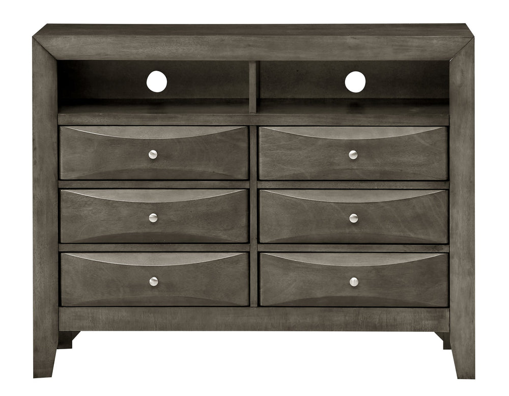 English Elm Marilla Modern G1505-TV2 Media Chest with Dovetailed Drawers, Real Wood Veneer, Fully Assembled Gray 40 L x 48 W x 19 H B078108041