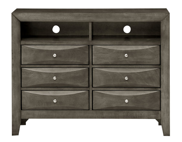 English Elm Marilla Modern G1505-TV2 Media Chest with Dovetailed Drawers, Real Wood Veneer, Fully Assembled Gray 40 L x 48 W x 19 H B078108041