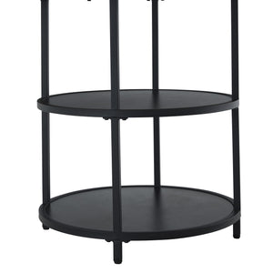 English Elm 47.3-inch Round Dining Table Two Tier Mdf Geometric Wood Black Seats Four W1151P428201