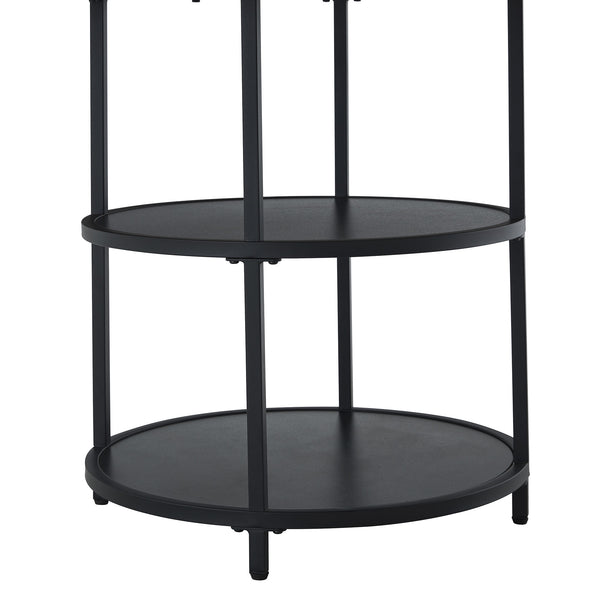 English Elm 47.3-inch Round Dining Table Two Tier Mdf Geometric Wood Black Seats Four W1151P428201