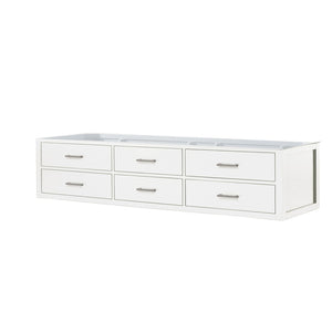 English Elm White Double Bath Vanity – 84" W X 22" D, Midcentury Design, Soft-Close Drawers, Space-Saving Storage B2731P258158-GIGA