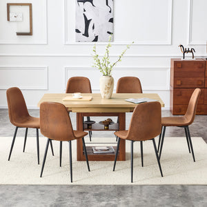 English Elm Scalable Extendable Dining Set with Wood Grain Table and Upholstered Fabric Chairs W1151S04670