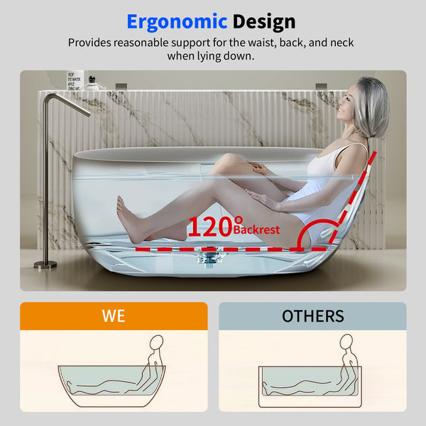English Elm 47'' Stone Resin Freestanding Soaking Tub Sculptural Modern Bath with Drain Included W2753P478406