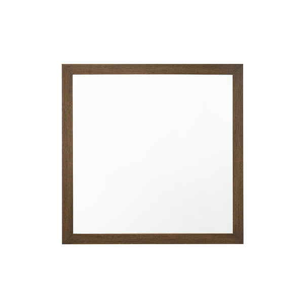 English Elm Miquell Square Wall Mirror with Detailed Molding Frame, 35" Inner Glass, Sleek Non-Beveled Edge Oak 43 L x 43 W x 2 H B2726P261892