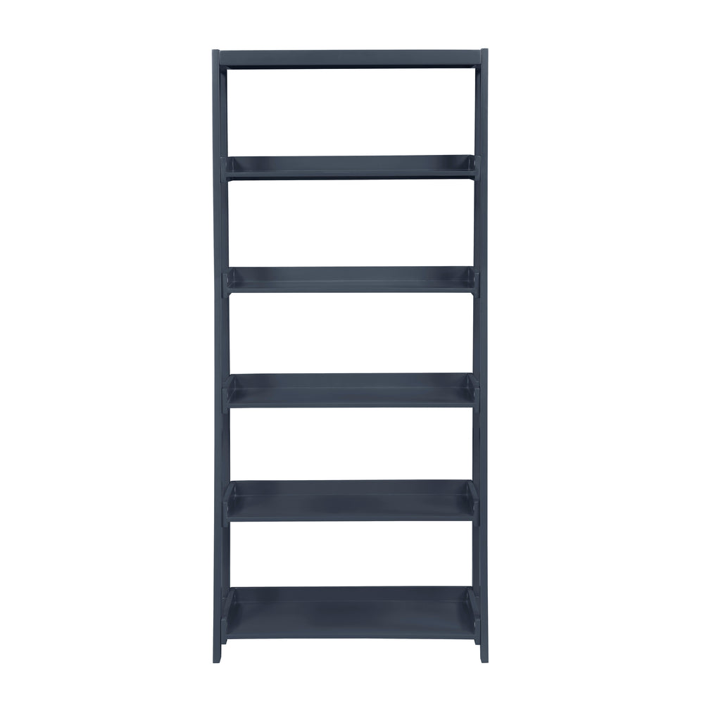 English Elm Modern Four Shelf Wooden Bookcase Vertical Storage Unit for Bedroom or Office Navy Blue B011P460078