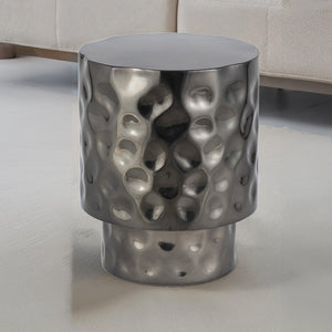 English Elm ET-90-30-16 Hammered Stainless Steel End Table in Nickel — Modern Accent, Durable, Copper/Gold/Silver Options B009P345163