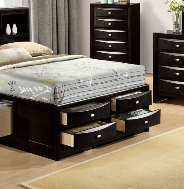 English Elm Contemporary Full Bed Set with Bookcase Headboard Storage Drawers and Two Nightstands B2741S00572