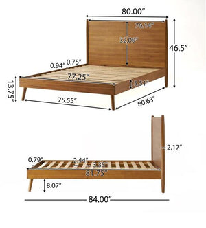 English Elm Cohron Solid Acacia Twin Platform Bed with Splayed Legs and Mid-century Modern Style 67062.00MEDBRN-K-FULL BED