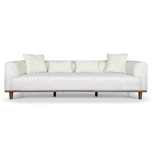 English Elm Richardson Velvet Sofa Scandinavian Minimalist Living Room Seat with Solid Wood Base Cream B183P493698