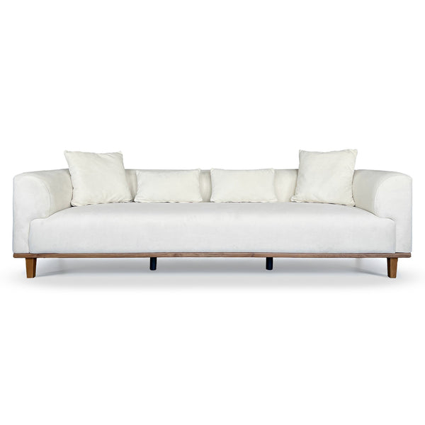 English Elm Richardson Velvet Sofa Scandinavian Minimalist Living Room Seat with Solid Wood Base Cream B183P493698