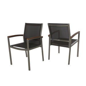 English Elm Luton Outdoor Aluminum Dining Chair with Mesh Seat and Faux Wood Armrests 62760.00