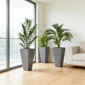English Elm Tall Stackable Polypropylene Outdoor Planters Set of 2 Tapered Patio Flower Pots T3971P459673