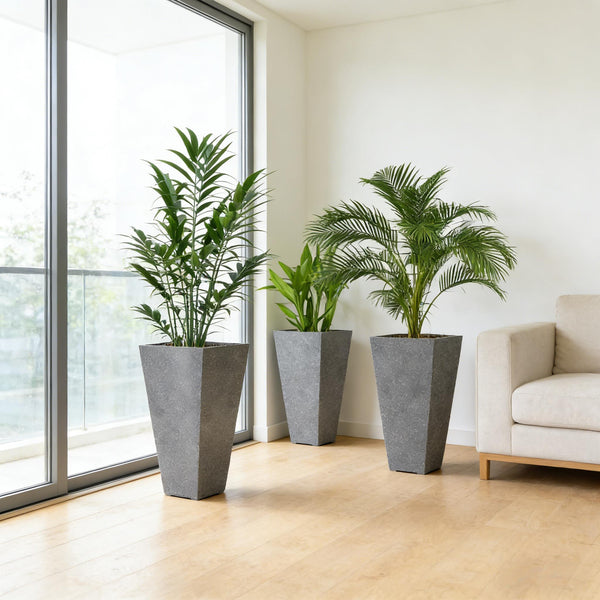 English Elm Tall Stackable Polypropylene Outdoor Planters Set of 2 Tapered Patio Flower Pots T3971P459673