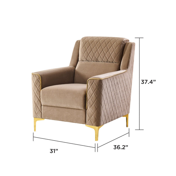 English Elm Lisa 3 Piece Living Room Sofa Set Copper Upholstery Birch Frame Gold Steel Legs B009S02226