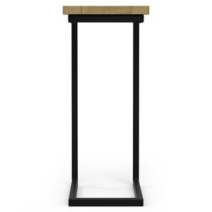 English Elm Skyler Natural C Side Table with Inlay — Handcrafted Mango Wood & Black Metal, Slide-Under Laptop Table B136P203444