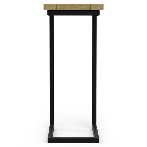 English Elm Skyler Natural C Side Table with Inlay — Handcrafted Mango Wood & Black Metal, Slide-Under Laptop Table B136P203444