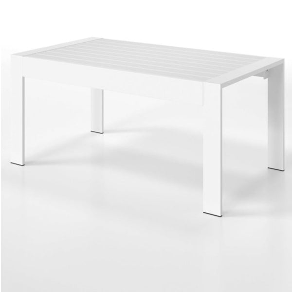 English Elm 4-piece Outdoor Aluminum Conversation Set with Deep Lounge Seating and Wpc Coffee Table Grey+White B082S00084