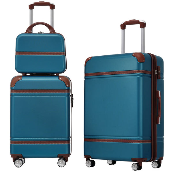 English Elm Hardshell 3 Piece Luggage Set Abs Spinner Suitcase with Tsa Lock Carry on Travel Blue N732P171583C