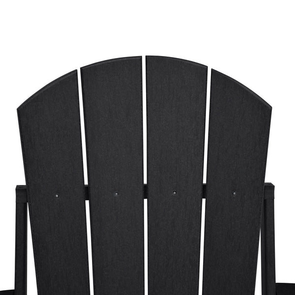 English Elm Folding Adirondack Chair HDPE All-Weather Patio Seat — Ergonomic, Foldable, Water & Heat Resistant Black W1889P408760