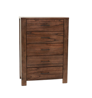 English Elm Oak 5-Drawer Chest of Drawers 34"x17"x49"H – Oak Veneer Bedroom Storage, Contemporary Wood Finish B011P244398