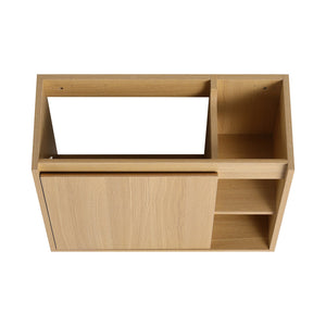 English Elm 24'' Floating Wall Mounted Bathroom Vanity with Ceramic Sink and Soft Close Cabinet Light Oak W999P426633