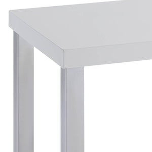 English Elm White White High Gloss and Chrome End Table with Square Top, Modern Metal Legs, Sleek Accent Table (22.5") B062P185720