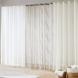 JLA Home Madison Park - Sheer Shower Curtain | Light-Filtering Striped Polyester for Modern Bathrooms, Machine-Washable 72x72 Ivory MP70-8810