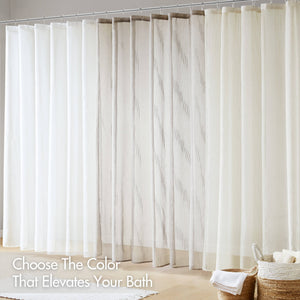 JLA Home Madison Park - Sheer Lightweight Shower Curtain Panel — Soft White Striped Texture, Light-Filtering, Machine-Washable Elegance Ivory MP70-8809