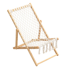 English Elm Set of 2 Handwoven Rope Patio Chairs in Natural Bamboo Finish, Adjustable Back, Durable Braided Craftsmanship W495P298242