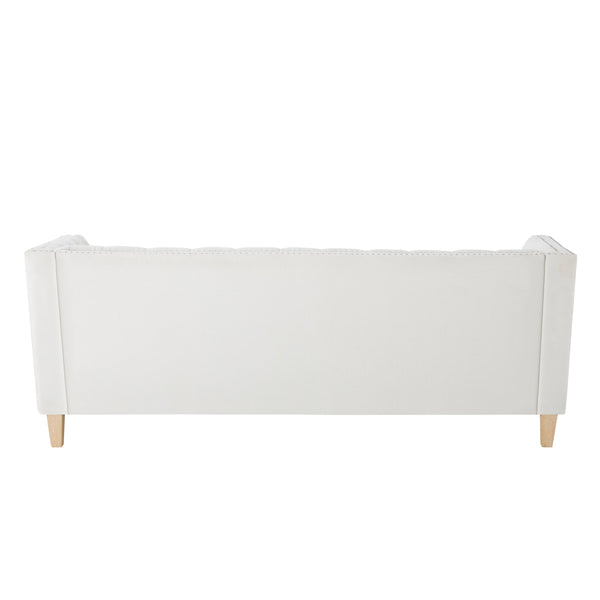 English Elm Elegant Tufted Three Seat Sofa with Nailhead Trim and Solid Wood Legs for Living Room N760P406296A