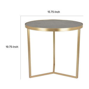 English Elm 20 Inch Gold Metal Tripod Plant Stand with Round White Marble Top for Living Rooms B056P416873