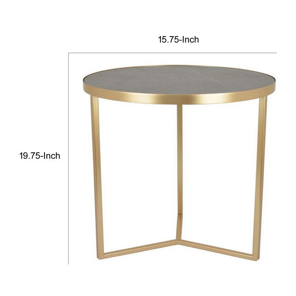 English Elm 20 Inch Gold Metal Tripod Plant Stand with Round White Marble Top for Living Rooms B056P416873