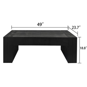English Elm Modern Black Coffee Table - 49In Rectangular Design For Chic Living Room, Farmhouse & Contemporary Style W2729P199003