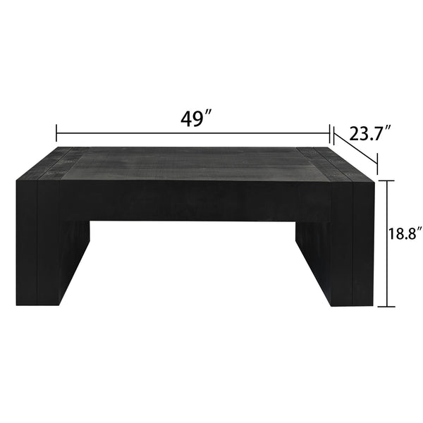 English Elm Modern Black Coffee Table - 49In Rectangular Design For Chic Living Room, Farmhouse & Contemporary Style W2729P199003