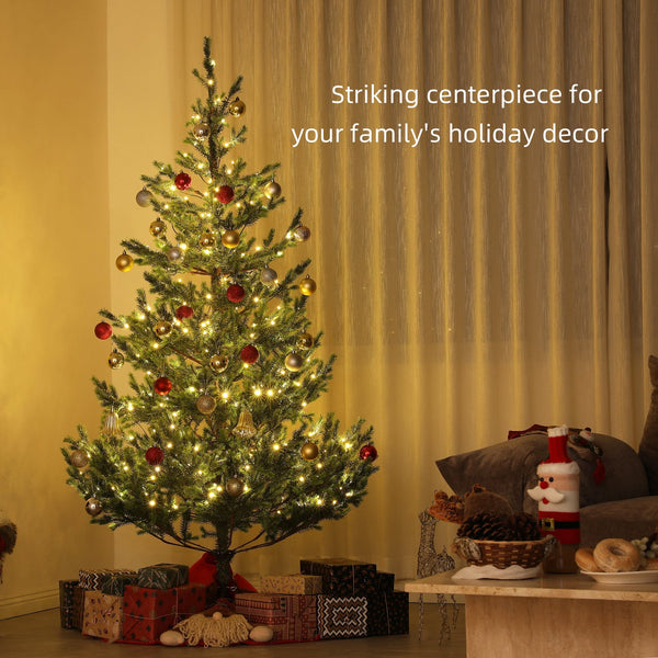 English Elm Homcom 6Ft Prelit Cedar Christmas Tree With Dual-Color Leds, Easy Assembly & 1933 Tips For Festive Cheer W2225P249693