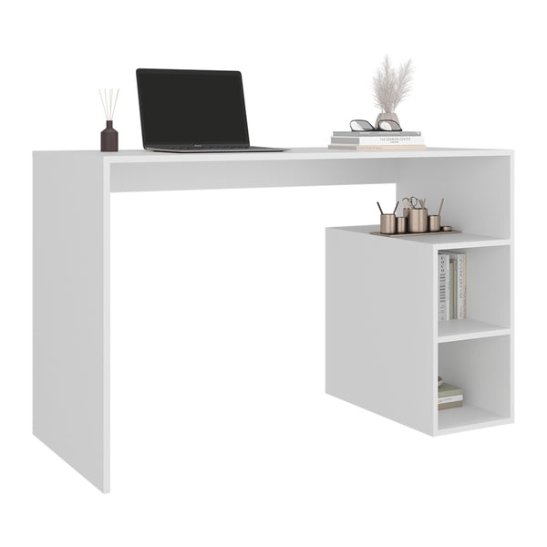 English Elm Benson Writing Desk with Three Open Shelves Wengue Finish Home Office Storage White B097P474291