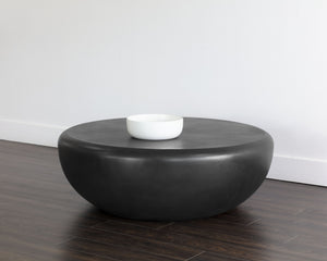 Sunpan Iolite Round Concrete Coffee Table - Contemporary Design for Indoor and Outdoor Spaces, Unique Appeal Black